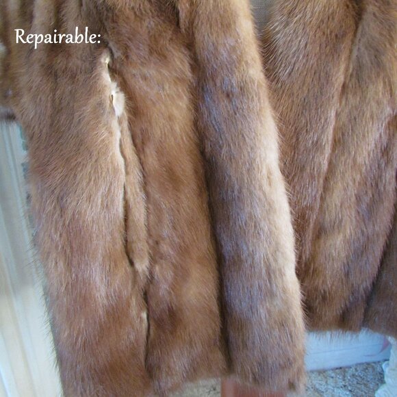MINK WRAP, VINTAGE KRAMER'S BROWN FUR SHAWL CAPELET STOLE; LOVELY, NEEDS REPAIR - Picture 6 of 9